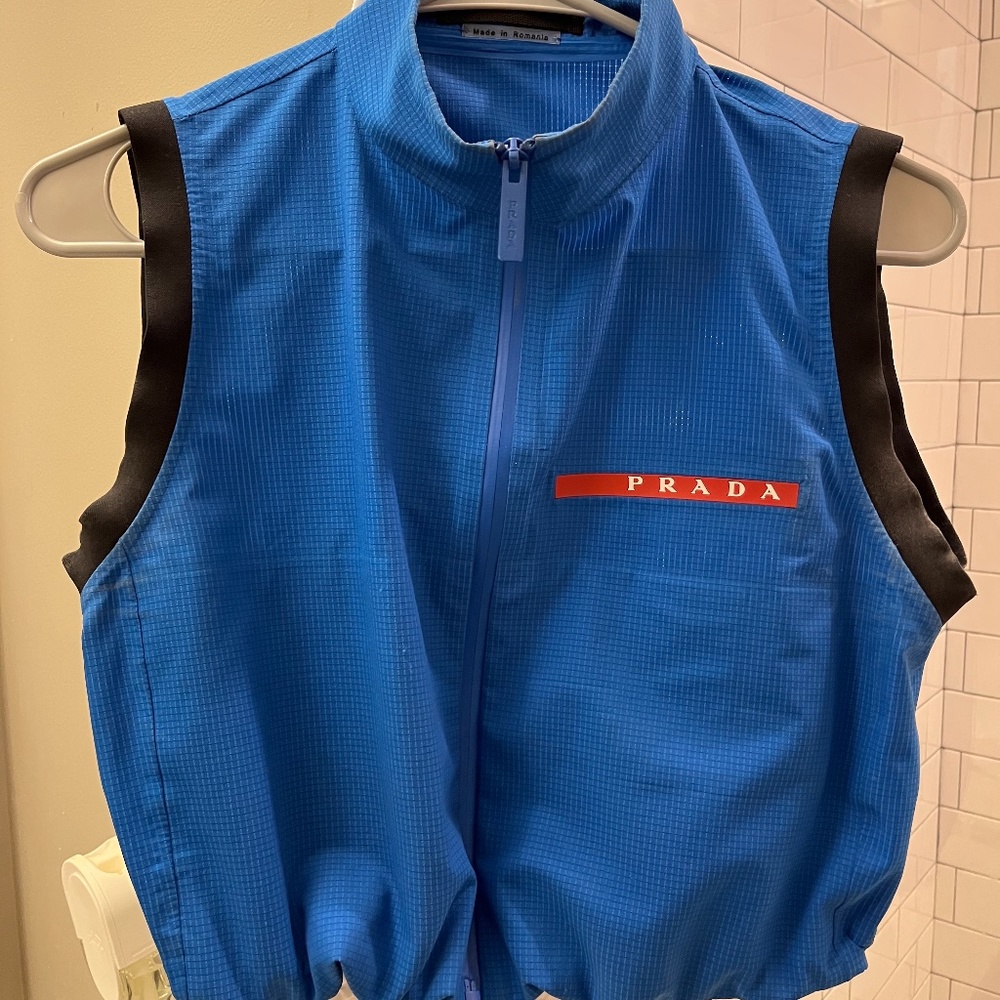Prada Cropped Vest Cobalt Blue